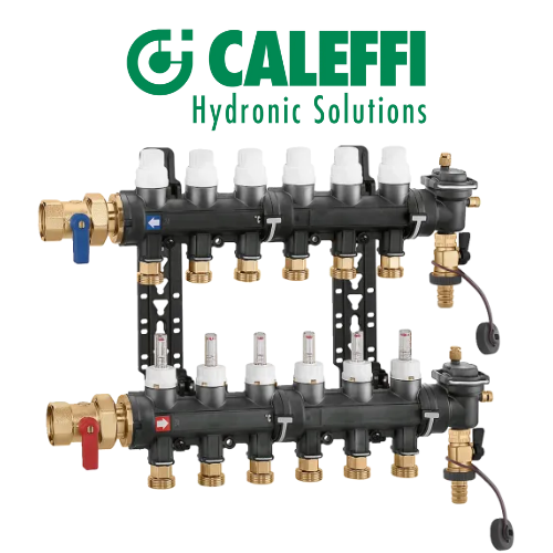 Collecteur Caleffi Hydronic 1'' - matériau de synthèse - prééquipé pour plancher Chauffant réversible