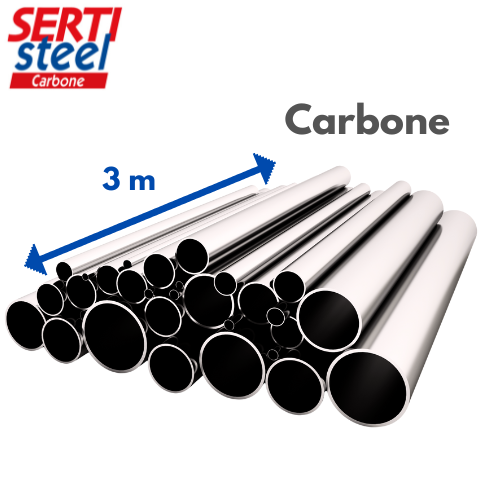 Tube acier Carbone électrozingué SERTIsteel en barre - Longueur 3 mètres