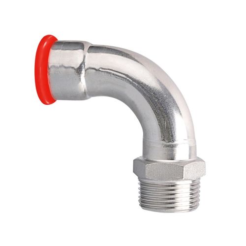 Coude 90° conique femelle-mâle acier Carbone électrozingué à sertir SERTIsteel